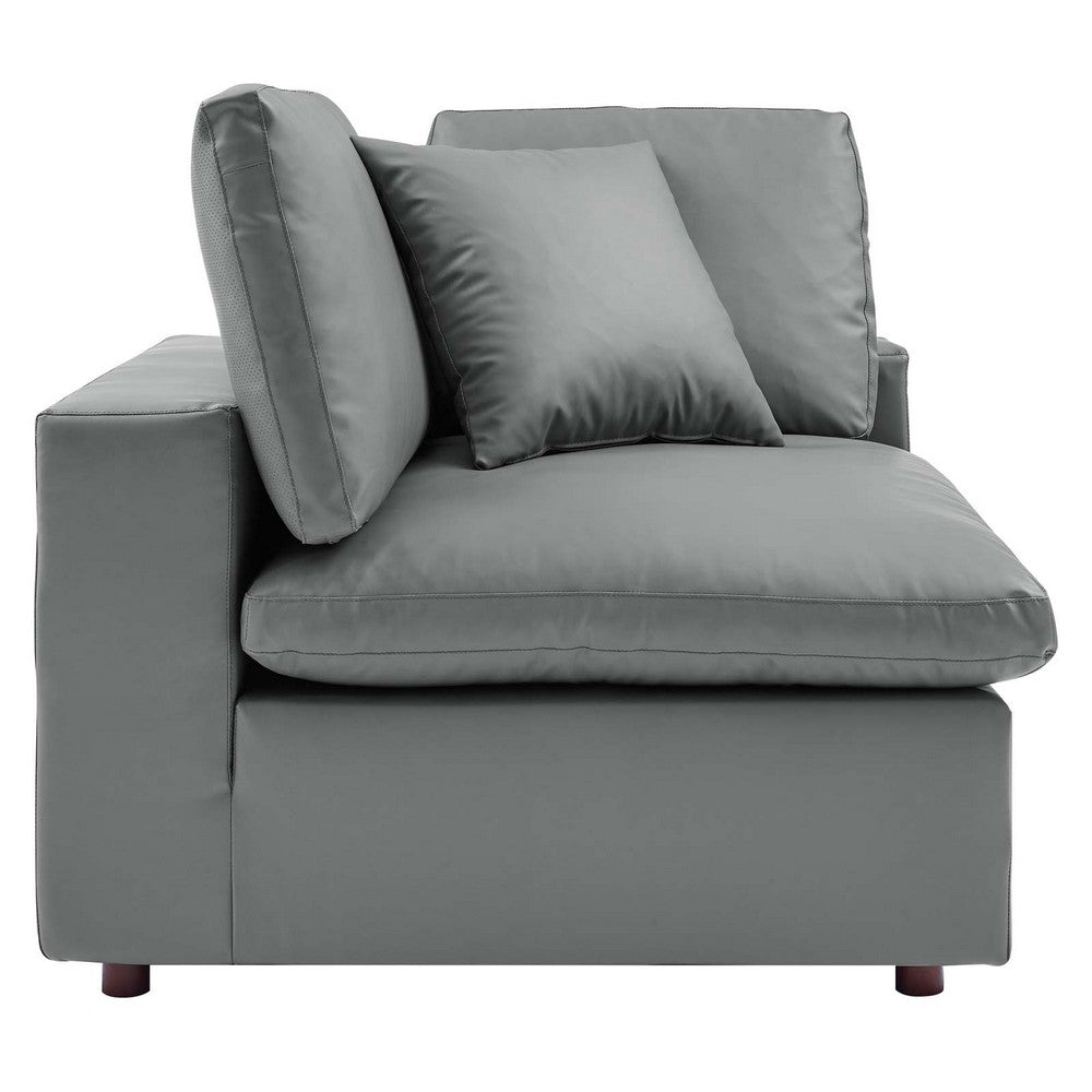 Commix Down Filled Overstuffed Vegan Leather Corner Chair by Modway| Gray