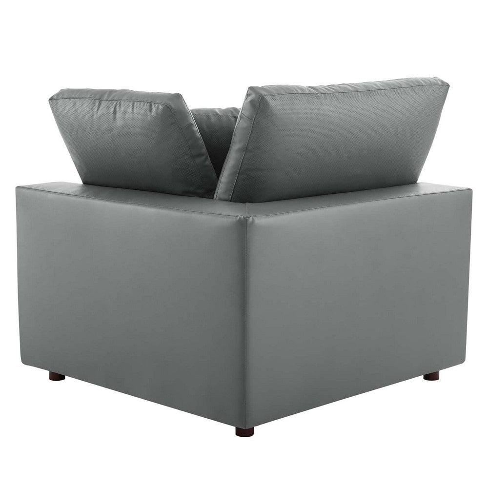 Commix Down Filled Overstuffed Vegan Leather Corner Chair by Modway| Gray