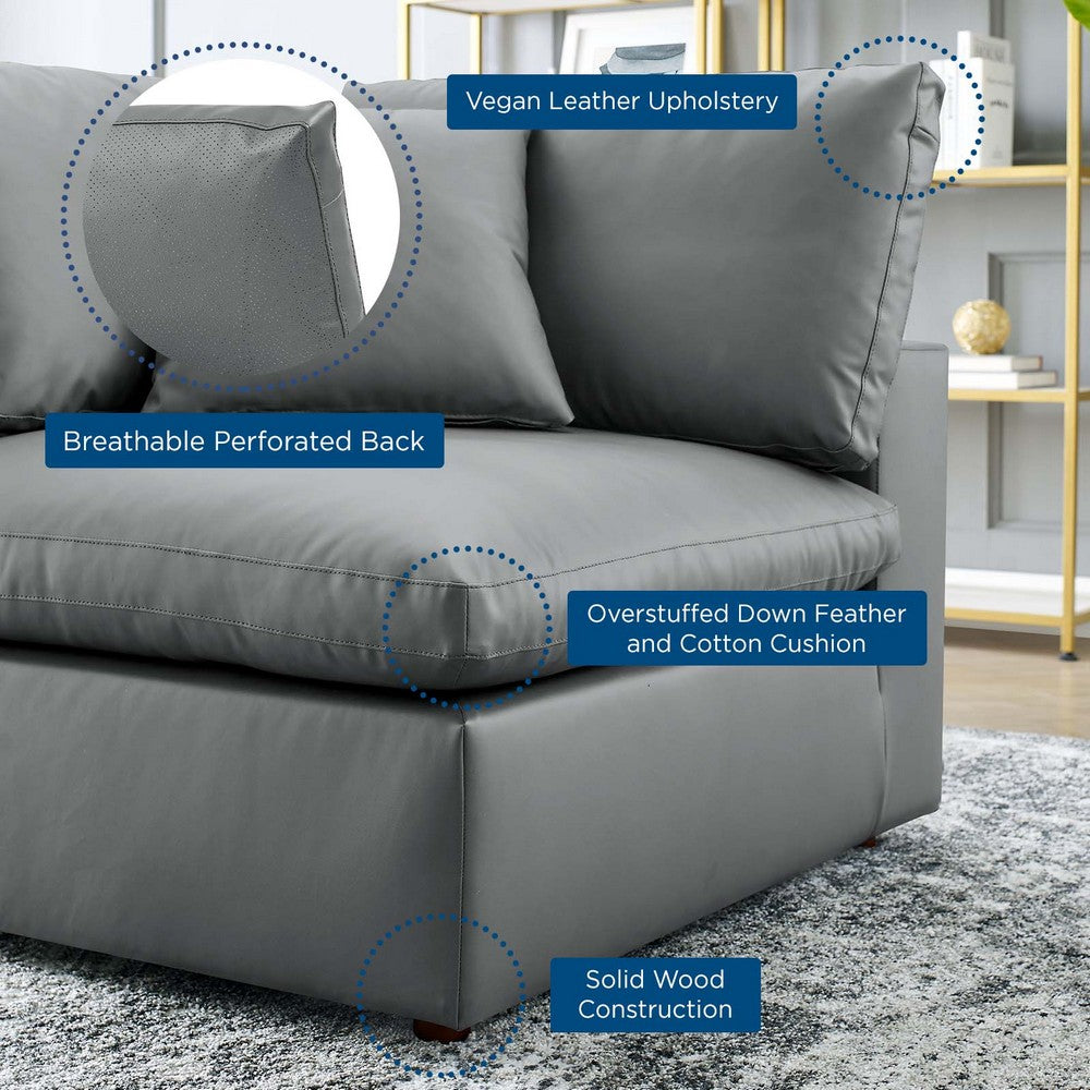 Commix Down Filled Overstuffed Vegan Leather Corner Chair by Modway| Gray