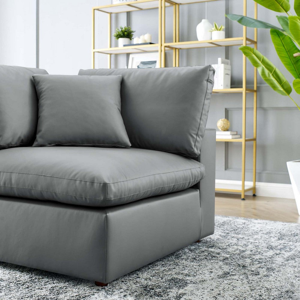 Commix Down Filled Overstuffed Vegan Leather Corner Chair by Modway| Gray