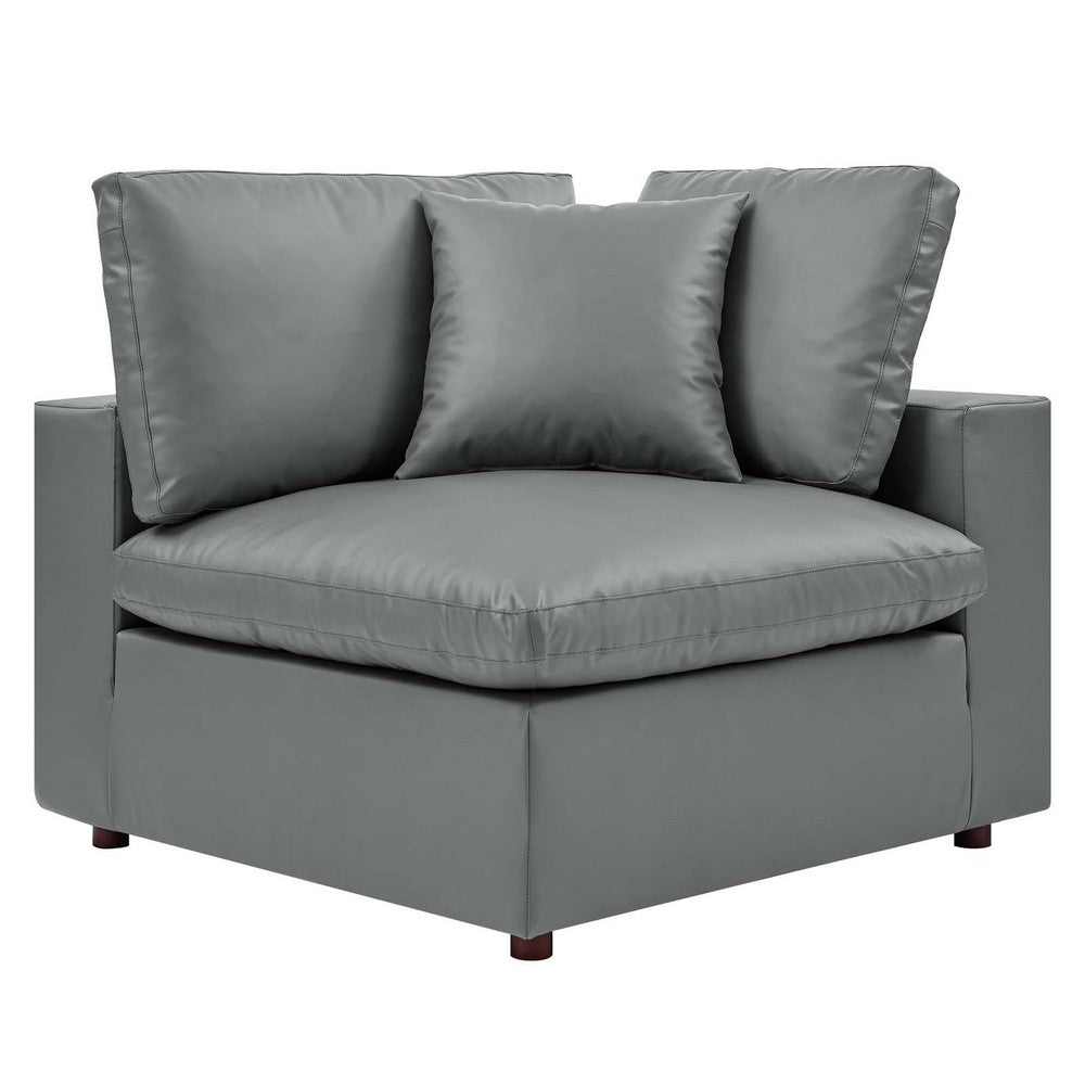 Commix Down Filled Overstuffed Vegan Leather Corner Chair by Modway| Gray