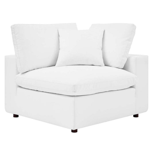 Modway Commix Modular Sofa, Corner Chair, White Vegan Leather