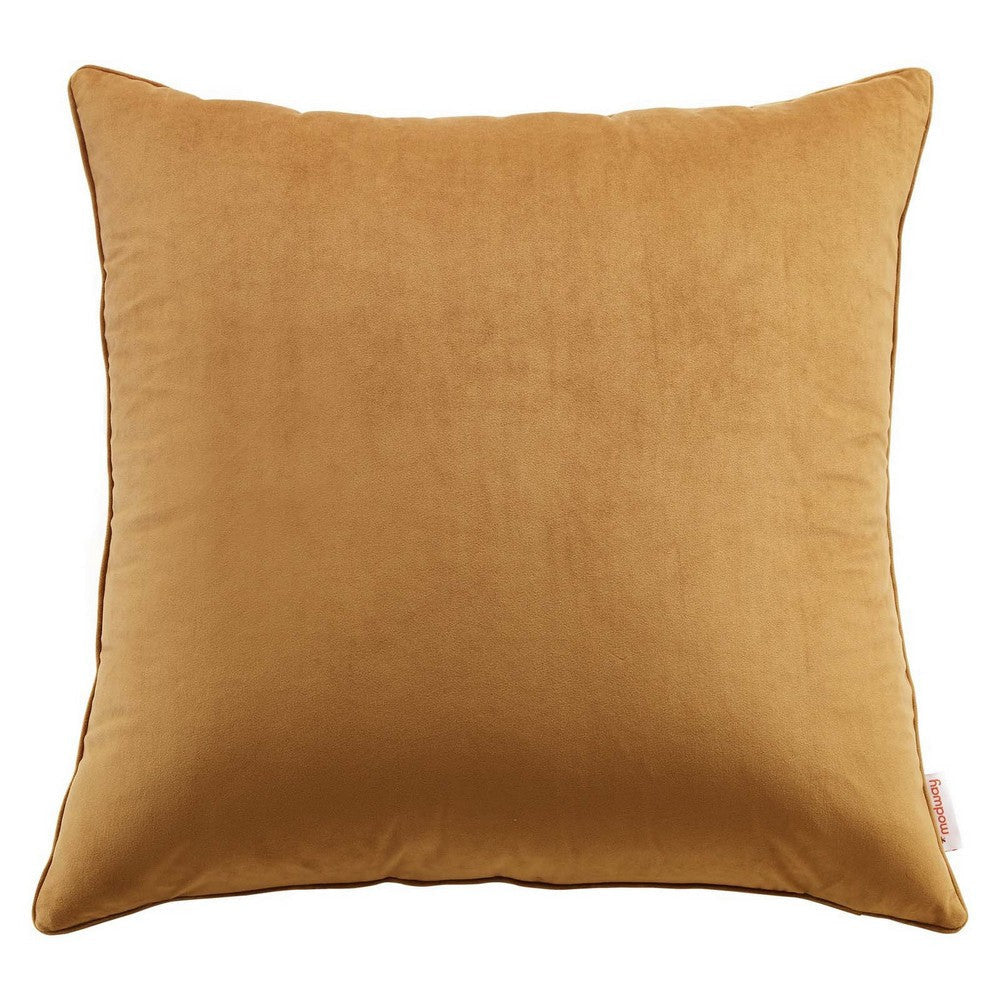 Modway Enhance Performance Velvet Throw Pillow, 24" x 24", Cognac