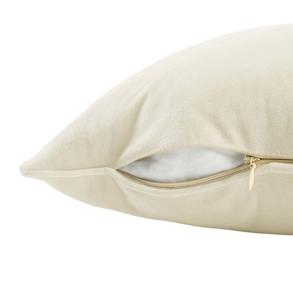 Enhance 24" Lumbar Performance Velvet Throw Pillow by Modway| White