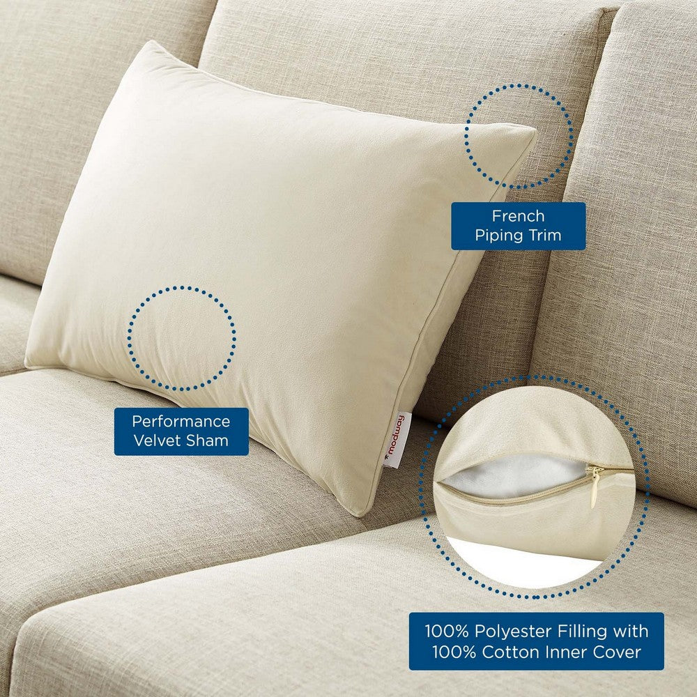 Enhance 24" Lumbar Performance Velvet Throw Pillow by Modway| White