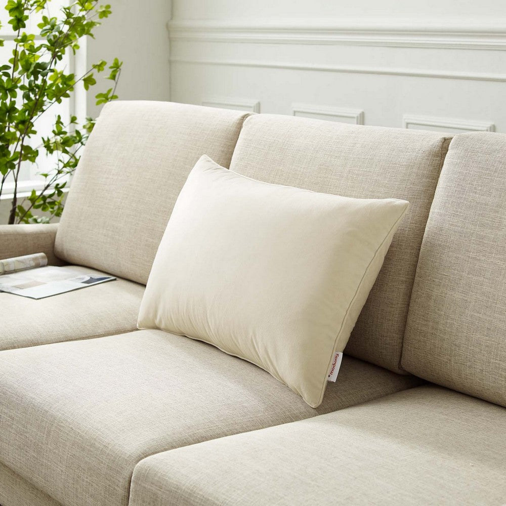 Enhance 24" Lumbar Performance Velvet Throw Pillow by Modway| White