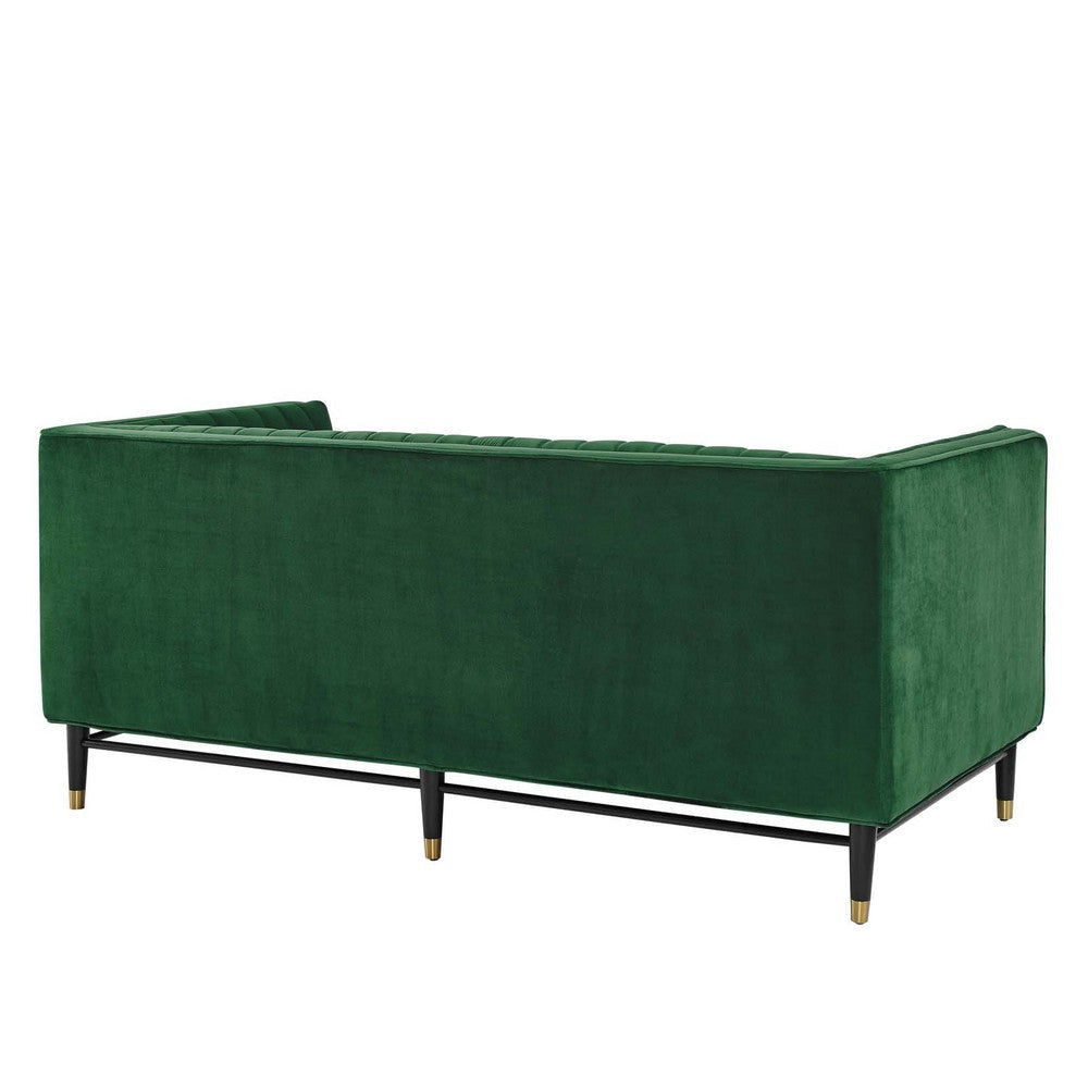 Modway Devote Channel Tufted Performance Velvet Loveseat Emerald MDY-EEI-4718-EME