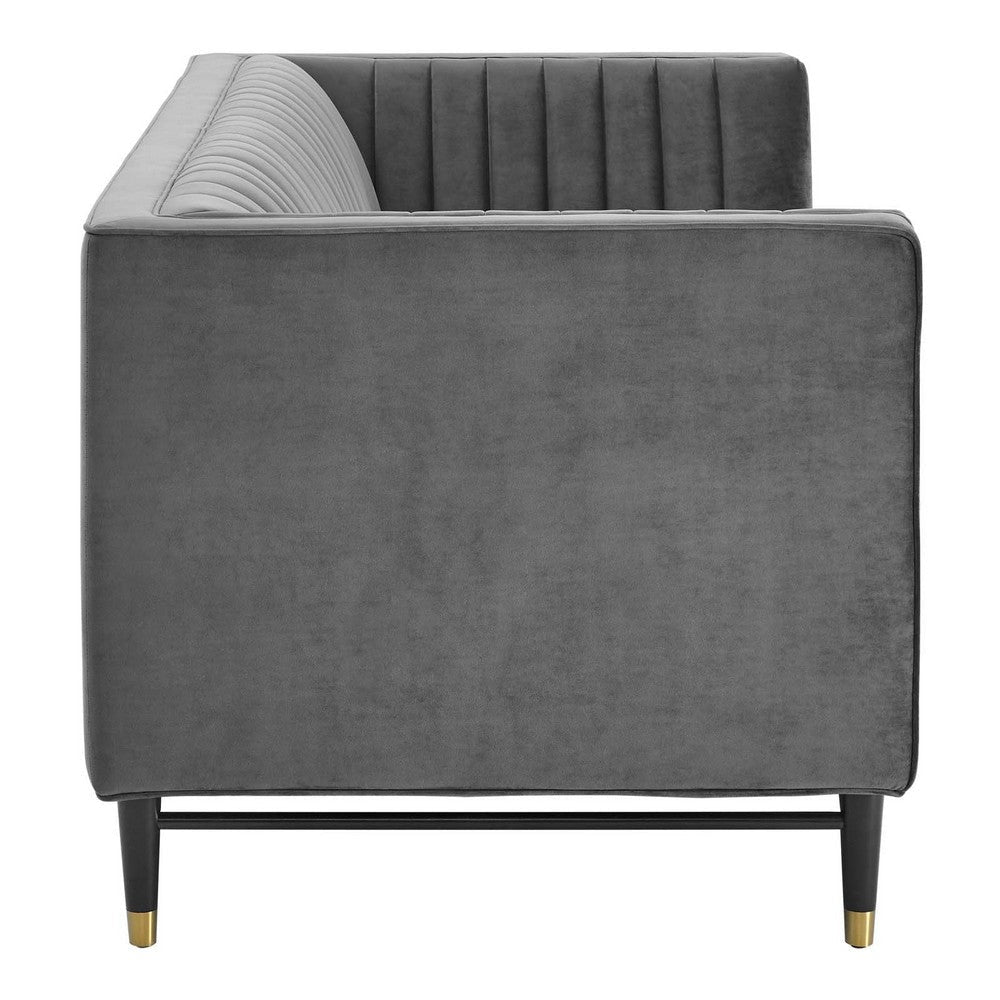 Modway Devote Channel Tufted Performance Velvet Loveseat Grey MDY-EEI-4718-GRY