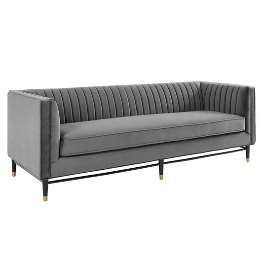 Modway Devote Channel Tufted Performance Velvet, Sofa, Grey