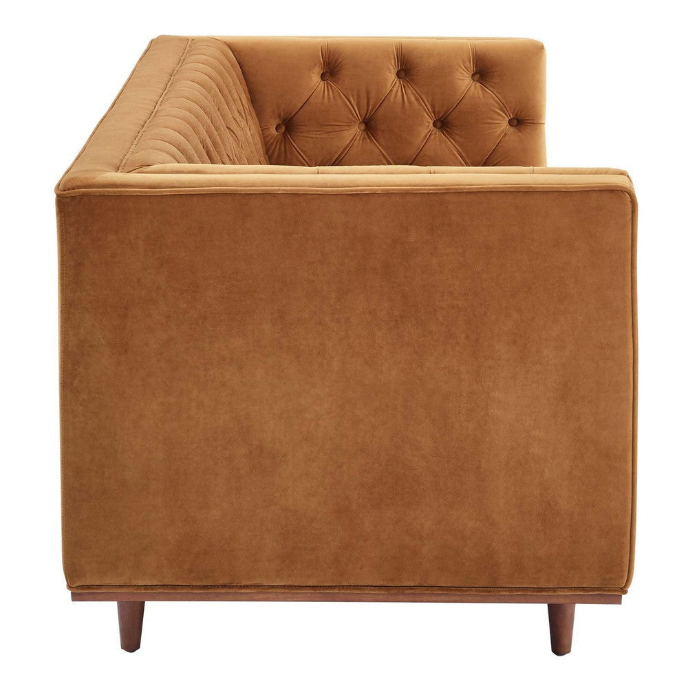 Modway Elation Tufted Performance Velvet Sofa Cognac MDY-EEI-4722-COG