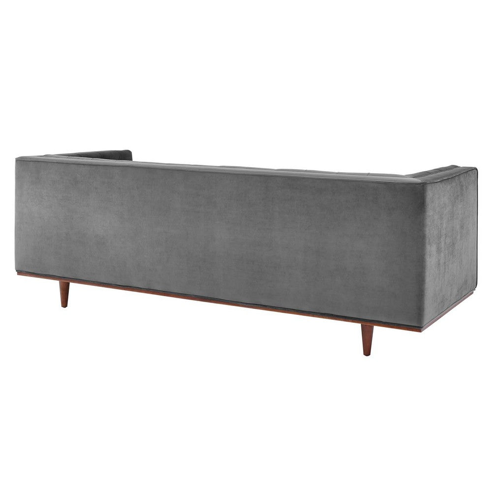 Elation Tufted Performance Velvet Sofa by Modway| Gray