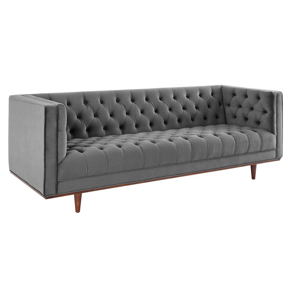 Modway Elation Tufted Performance Velvet Sofa, Gray