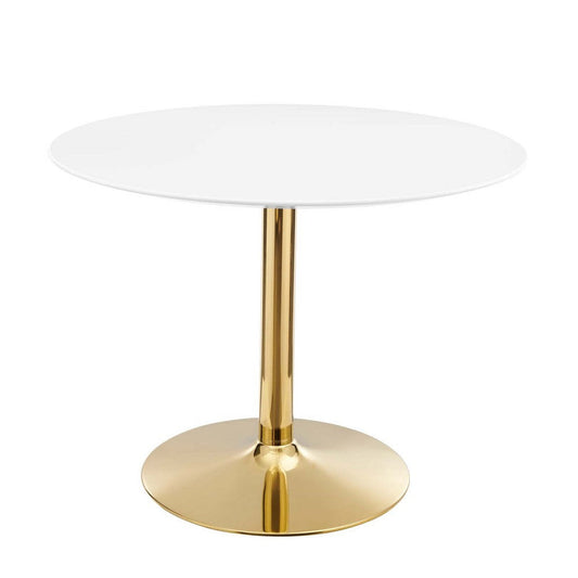 Modway Verne Round Modern 40" Dining Table in Gold White