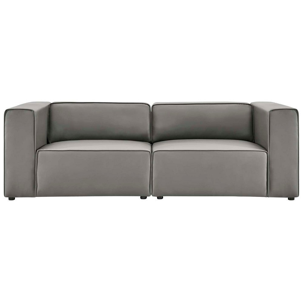 Modway Mingle Vegan Leather 2-Piece Sectional Loveseat Gray MDY-EEI-4788-GRY