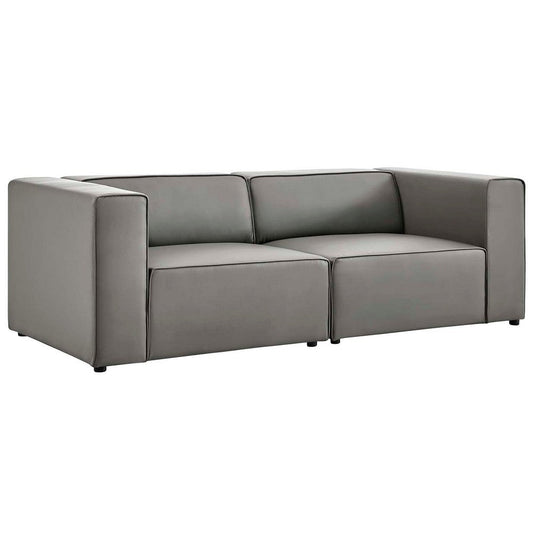 Modway Mingle Vegan Leather 2-Piece Sectional Loveseat, Gray