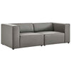 Modway Mingle Vegan Leather 2-Piece Sectional Loveseat, Gray