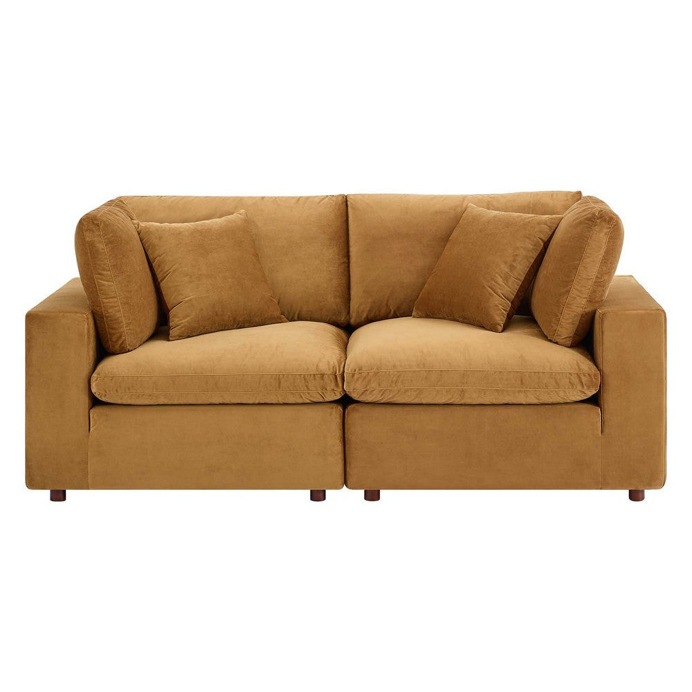 Modway Commix Modular Sofa Loveseat Cognac Performance Velvet MDY-EEI-4816-COG