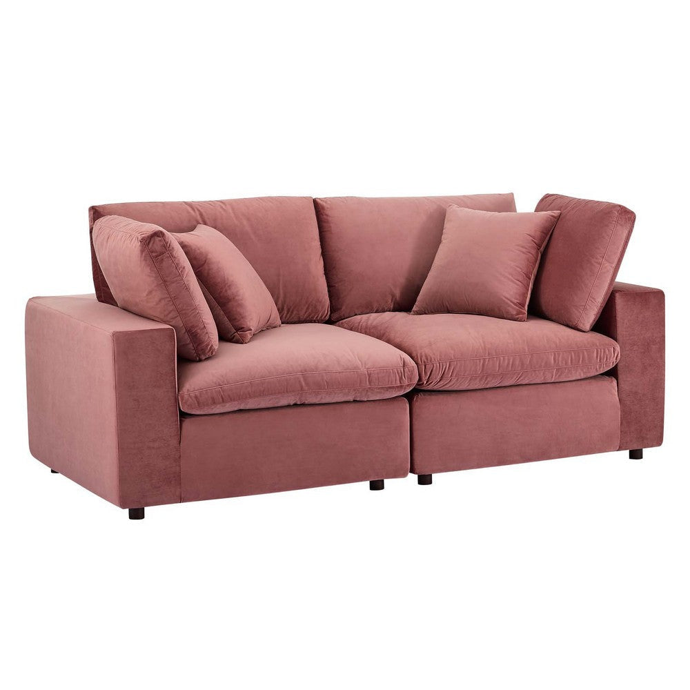 Modway Commix Modular Sofa, Loveseat, Dusty Rose Performance Velvet