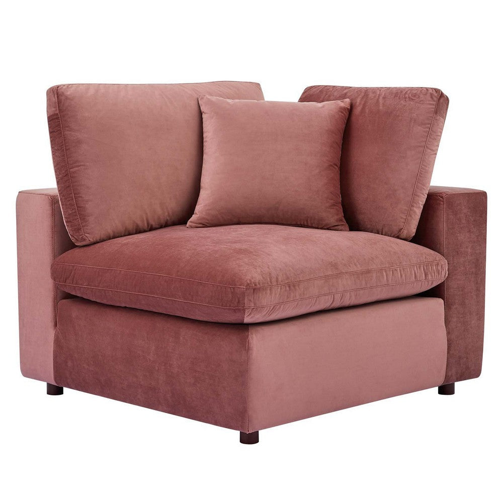 Modway Commix Modular Sofa Loveseat Dusty Rose Performance Velvet MDY-EEI-4816-DUS