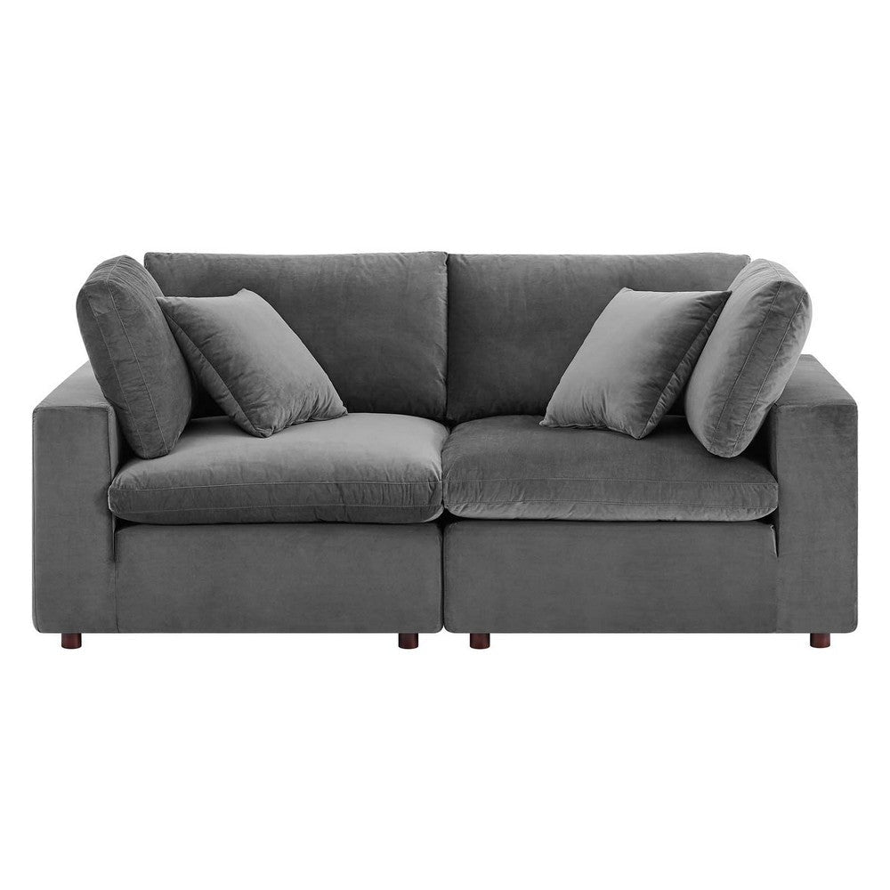 Modway Commix Modular Sofa Loveseat Gray Performance Velvet MDY-EEI-4816-GRY