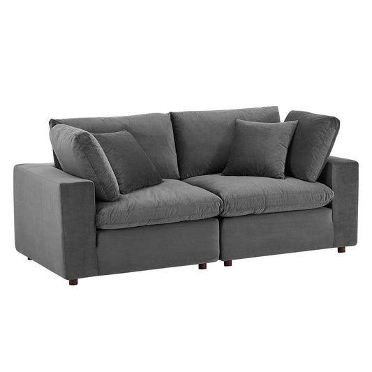 Modway Commix Modular Sofa, Loveseat, Gray Performance Velvet