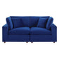 Modway Commix Modular Sofa Loveseat Navy Performance Velvet MDY-EEI-4816-NAV