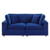 Modway Commix Modular Sofa Loveseat Navy Performance Velvet MDY-EEI-4816-NAV