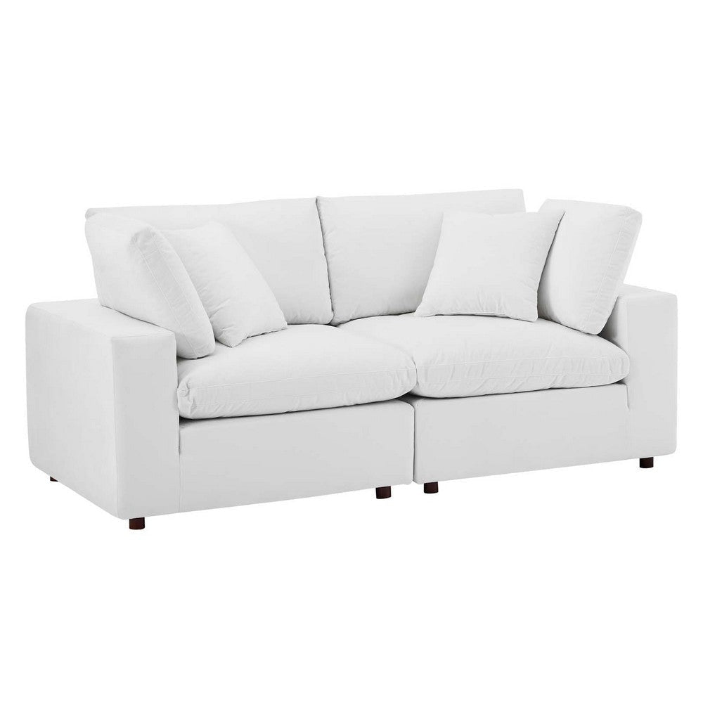 Modway Commix Modular Sofa, Loveseat, White Performance Velvet