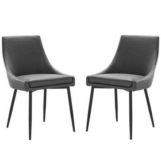 Viscount Vegan Leather Dining Chairs - Set of 2  - No Shipping Charges
