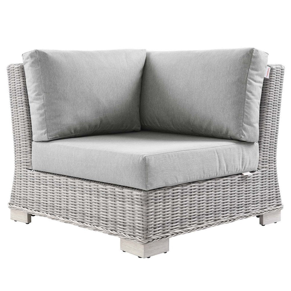 Modway Conway Outdoor Patio Wicker Rattan, Corner Chair, Light Gray Gray