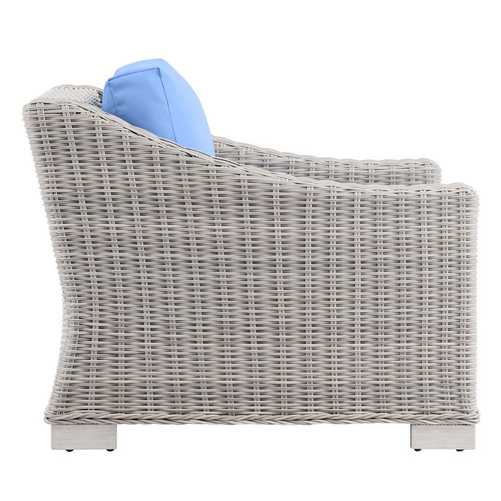 Modway Conway Outdoor Patio Wicker Rattan Armchair Light Gray Light Blue MDY-EEI-4840-LGR-LBU