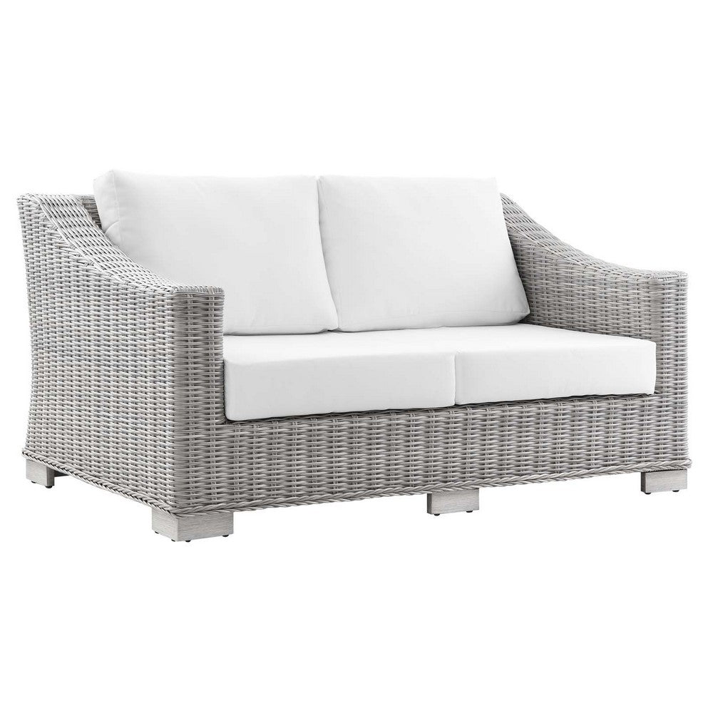 Conway Outdoor Patio Wicker Rattan Loveseat by Modway| White