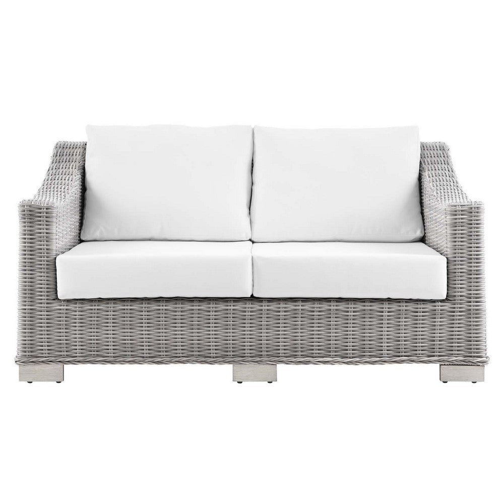 Conway Outdoor Patio Wicker Rattan Loveseat by Modway| White