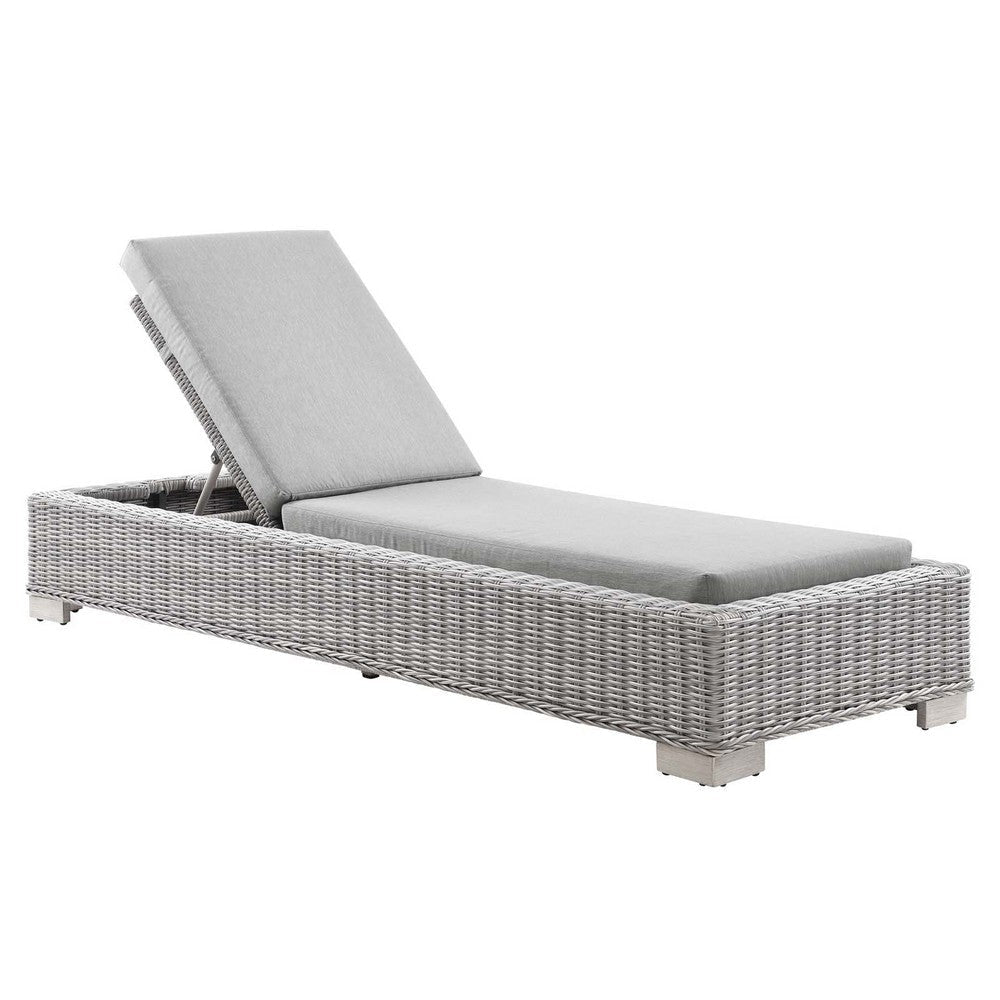 Modway Conway Outdoor Patio Wicker Rattan, Chaise Lounge, Light Gray Gray