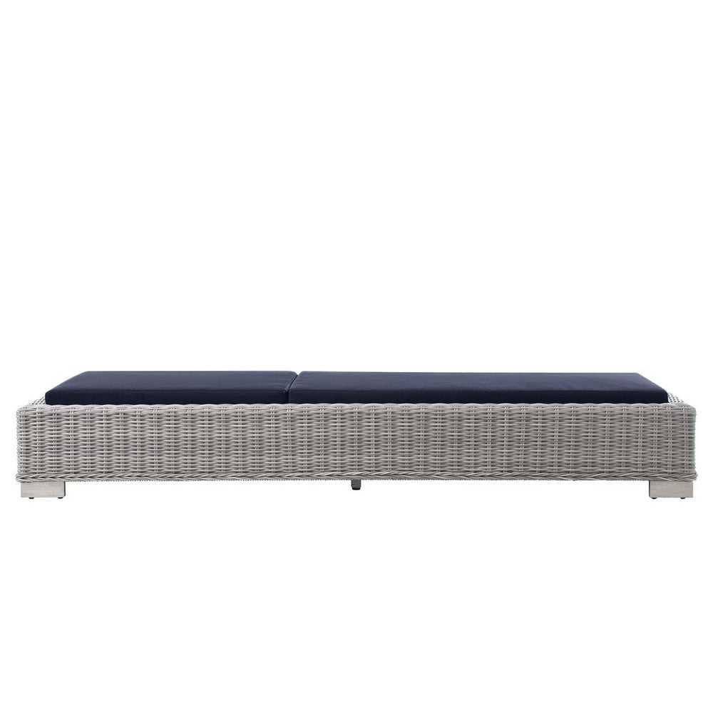 Modway Conway Outdoor Patio Wicker Rattan Chaise Lounge Light Gray Navy MDY-EEI-4843-LGR-NAV