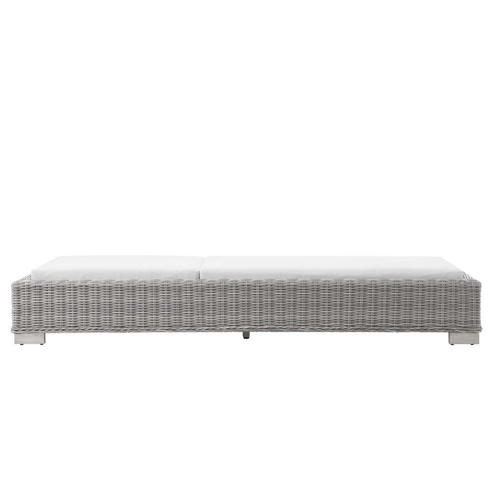 Modway Conway Outdoor Patio Wicker Rattan Chaise Lounge Light Gray White MDY-EEI-4843-LGR-WHI