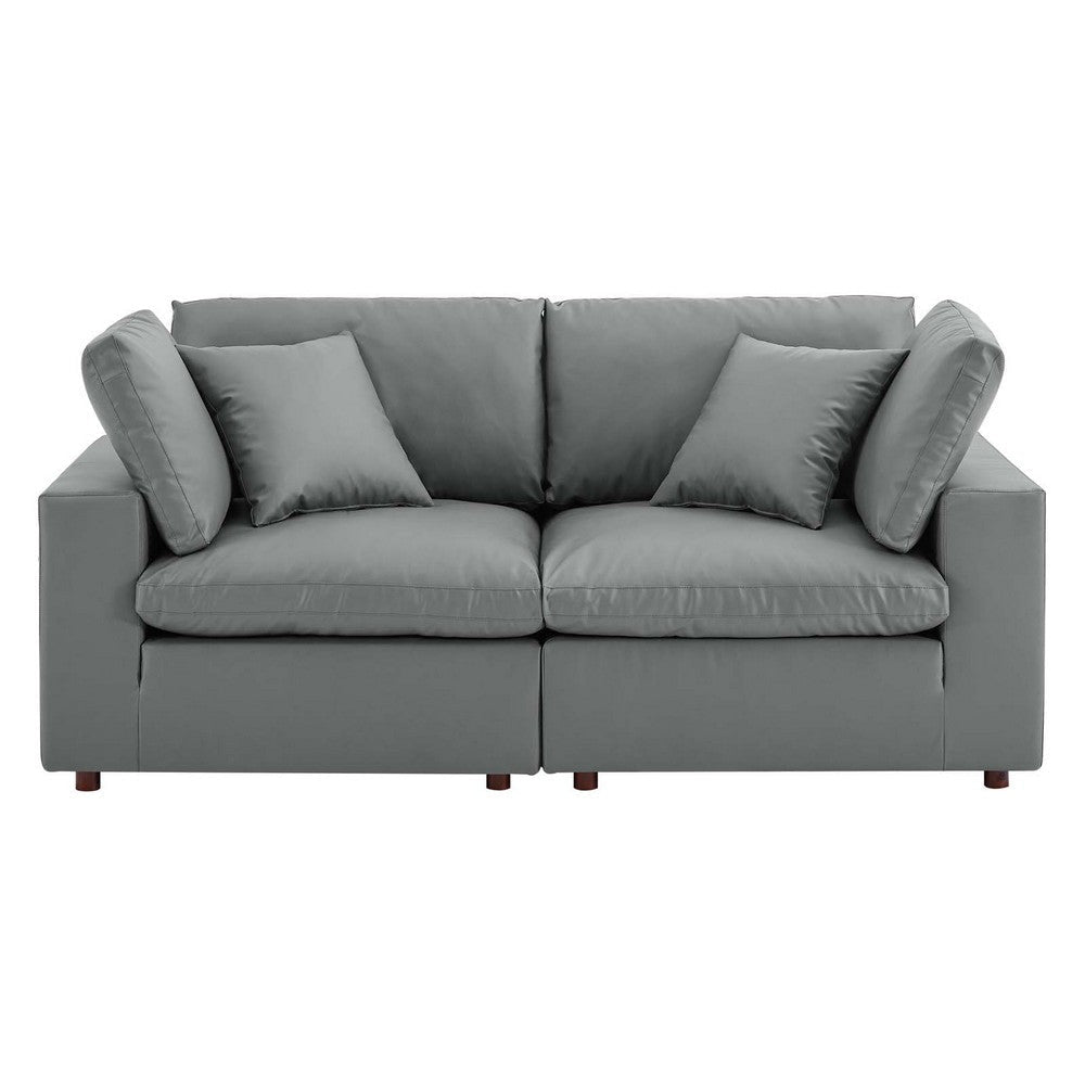 Modway Commix Modular Sofa Loveseat Gray Vegan Leather MDY-EEI-4913-GRY