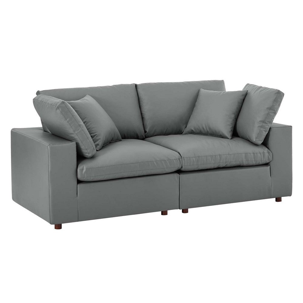 Modway Commix Modular Sofa, Loveseat, Gray Vegan Leather