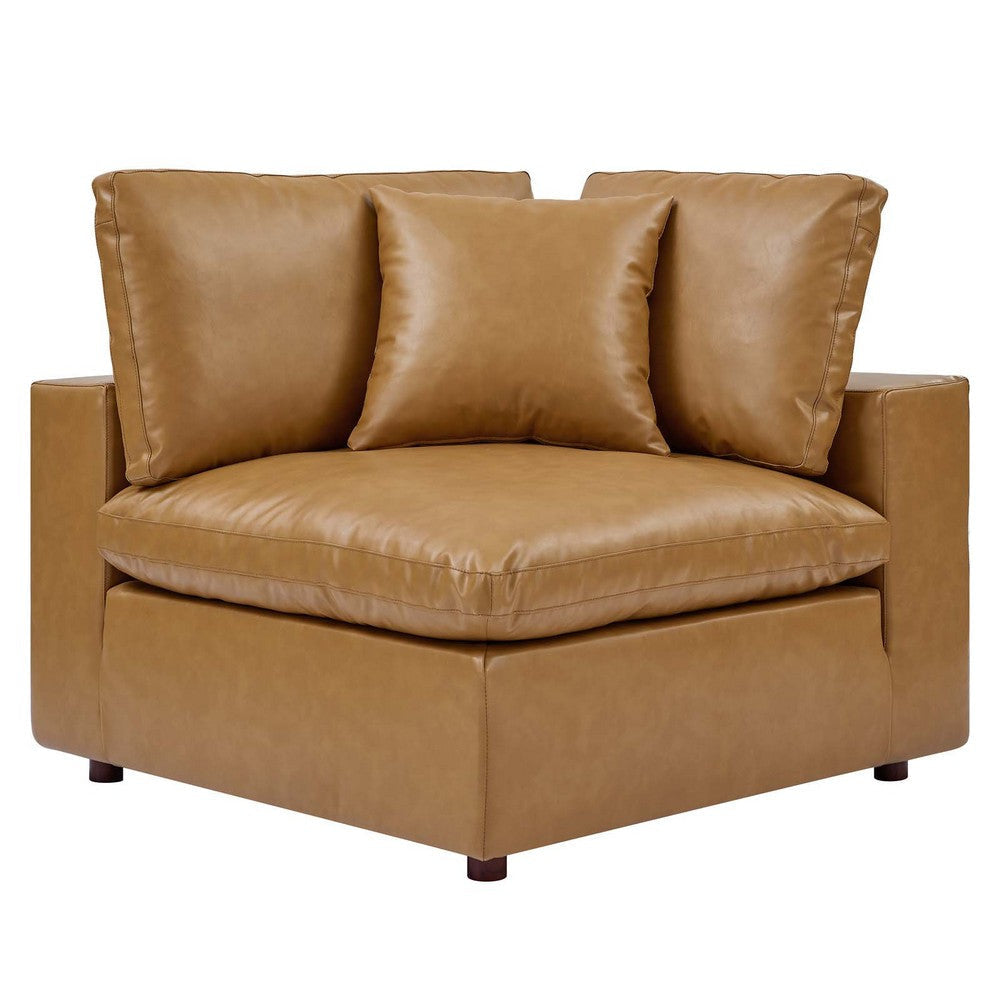 Modway Commix Modular Sofa Loveseat Tan Vegan Leather MDY-EEI-4913-TAN