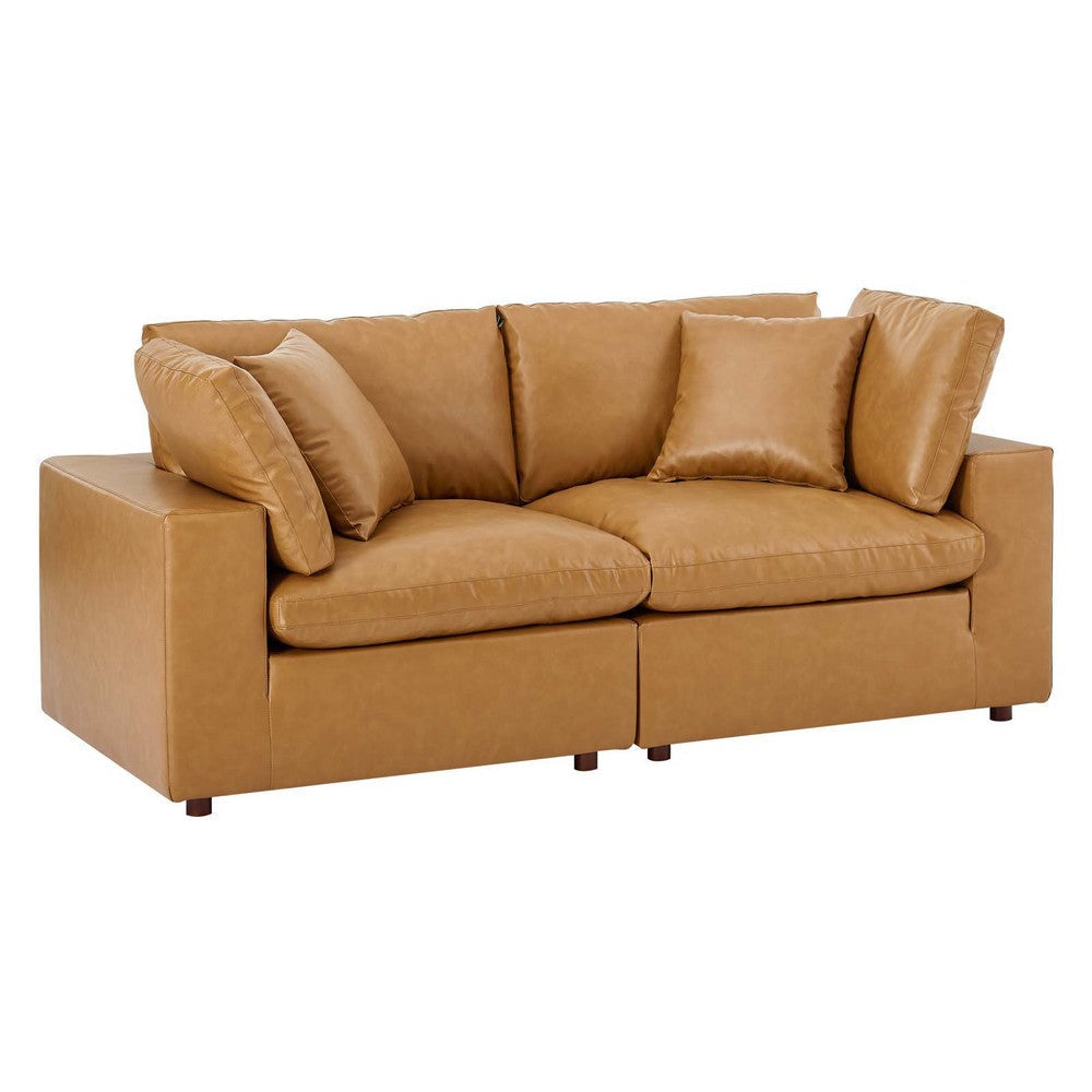 Modway Commix Modular Sofa, Loveseat, Tan Vegan Leather