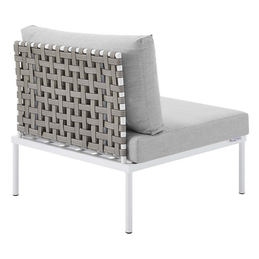 Harmony Sunbrella® Basket Weave Outdoor Patio Aluminum Armless Chair - No Shipping Charges