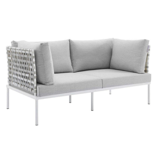 Harmony Sunbrella® Basket Weave Outdoor Patio Aluminum Loveseat - No Shipping Charges