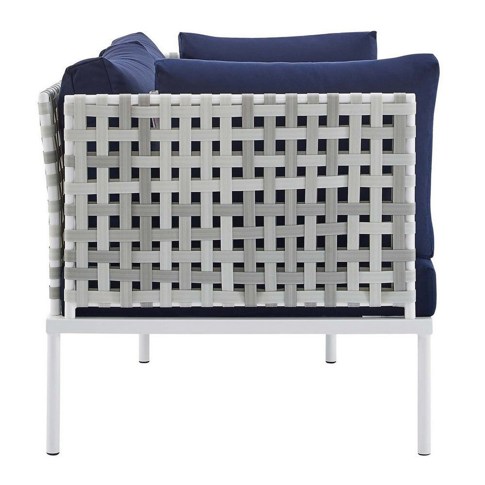 Harmony Sunbrella® Basket Weave Outdoor Patio Aluminum Loveseat - No Shipping Charges