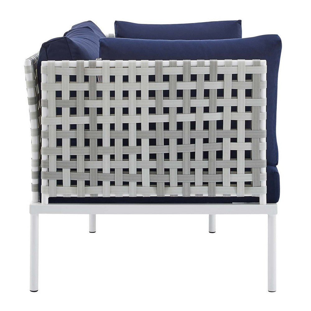 Modway EEI-4961-TAU-NAV Harmony Outdoor Patio Aluminum Loveseat Taupe Navy MDY-EEI-4961-TAU-NAV