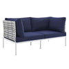 Modway EEI-4961-TAU-NAV Harmony Outdoor Patio Aluminum Loveseat, Taupe Navy