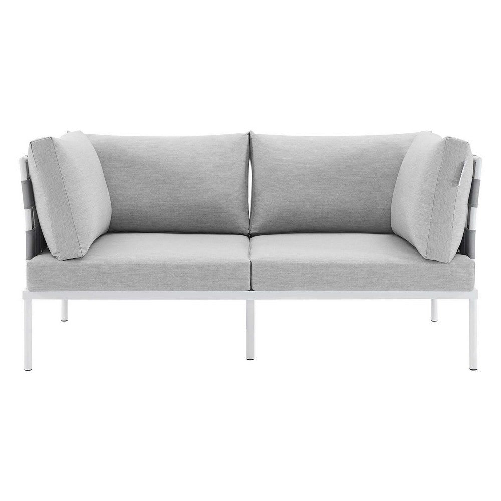 Modway EEI-4964-GRY-GRY Harmony Outdoor Patio Aluminum Loveseat Gray Gray MDY-EEI-4964-GRY-GRY