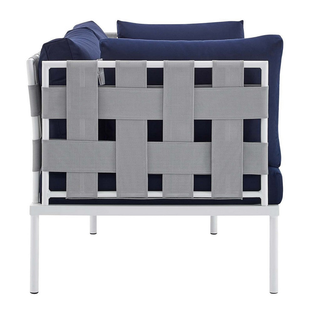 Modway EEI-4964-GRY-NAV Harmony Outdoor Patio Aluminum Loveseat Gray Navy MDY-EEI-4964-GRY-NAV