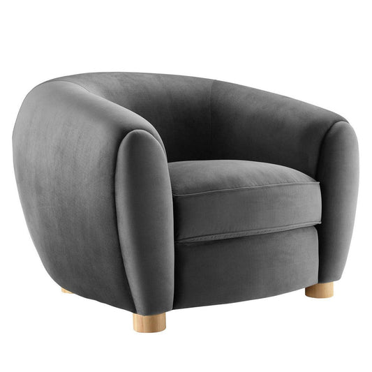 Modway Abundant Performance Velvet Accent Armchair, Charcoal