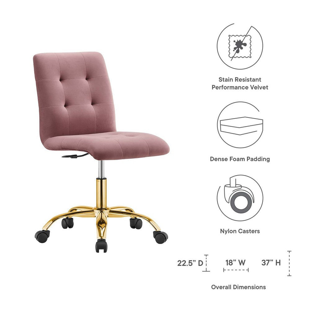 Prim Armless Performance Velvet Office Chair MDY-EEI-4973-GLD-DUS