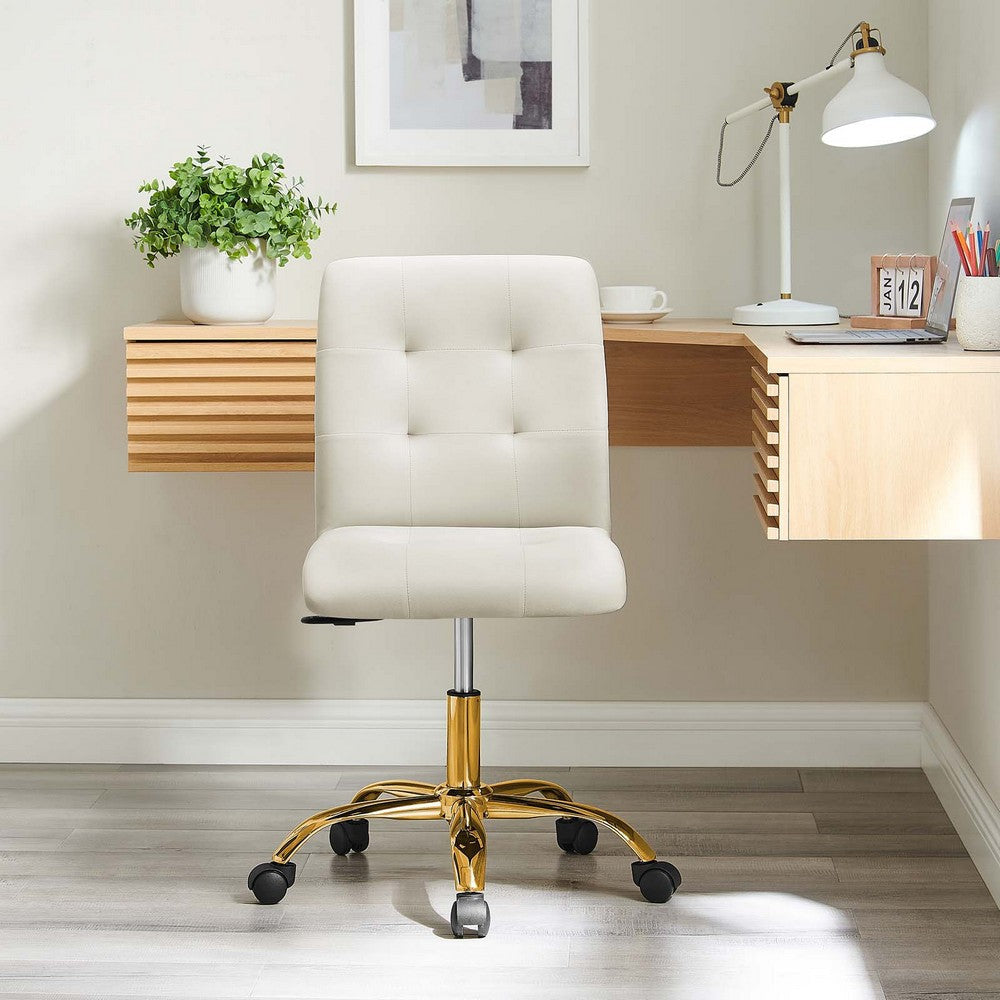 Modway Prim Armless Performance Velvet Office Chair MDY-EEI-4973-GLD-BLK